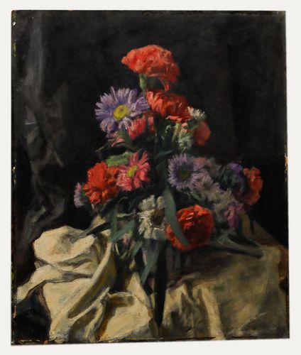 George Weissbort (1928 2013) 20th Century Oil, Chrysanthemum & Carnations photo furniture