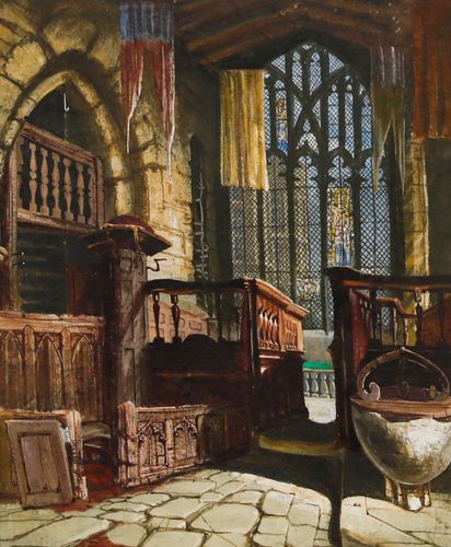 Attrib. Samuel A. Rayner (Fl.1820 1874)  Watercolour, The Chapel At Haddon Hall photo furniture