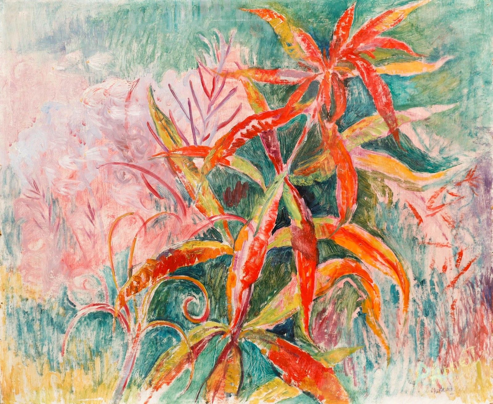 Patricia Arnett (B.1923) Framed 20th Century Oil, Willowherbs photo furniture