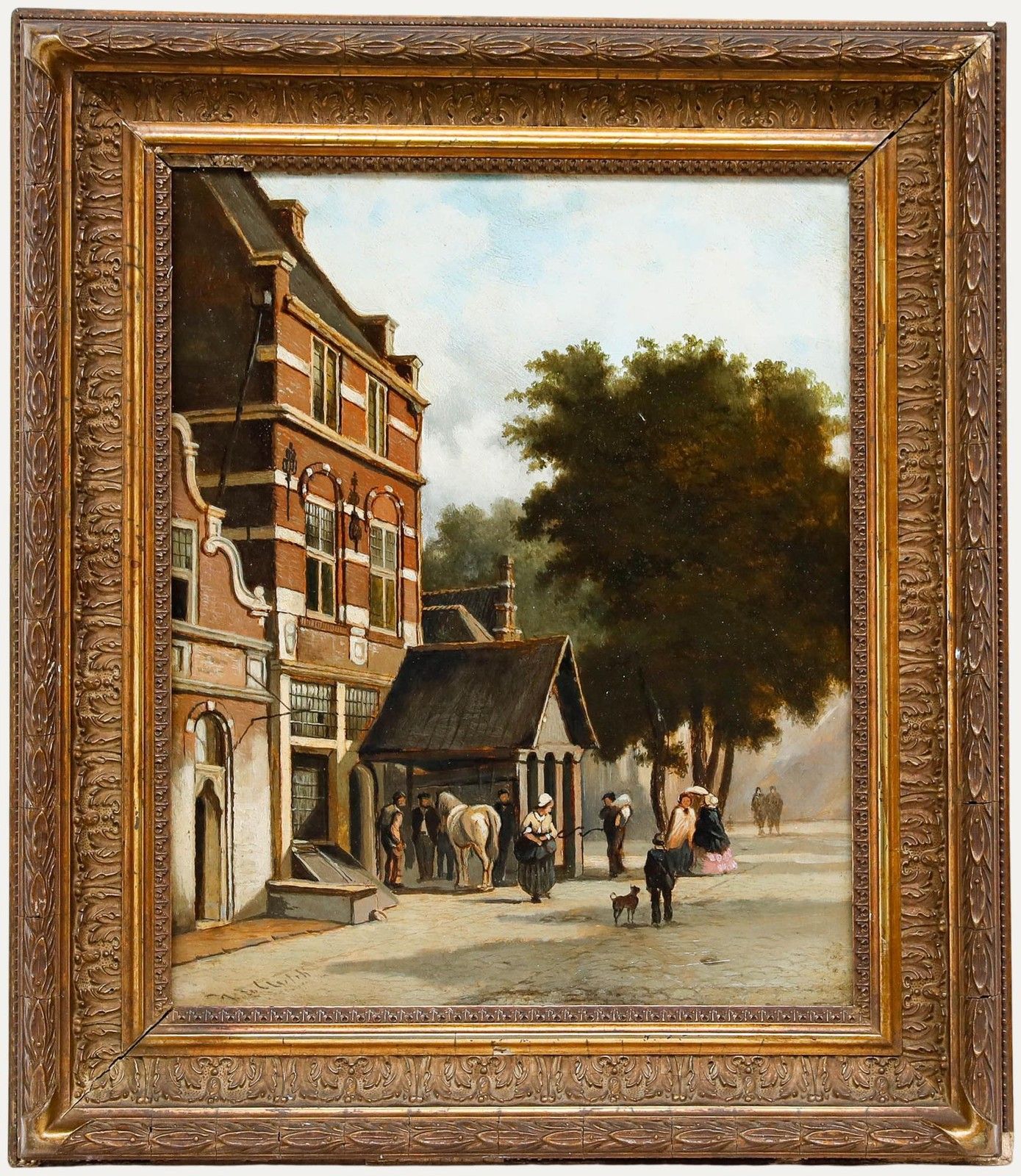 Framed 19th Century Oil Town Street Scene