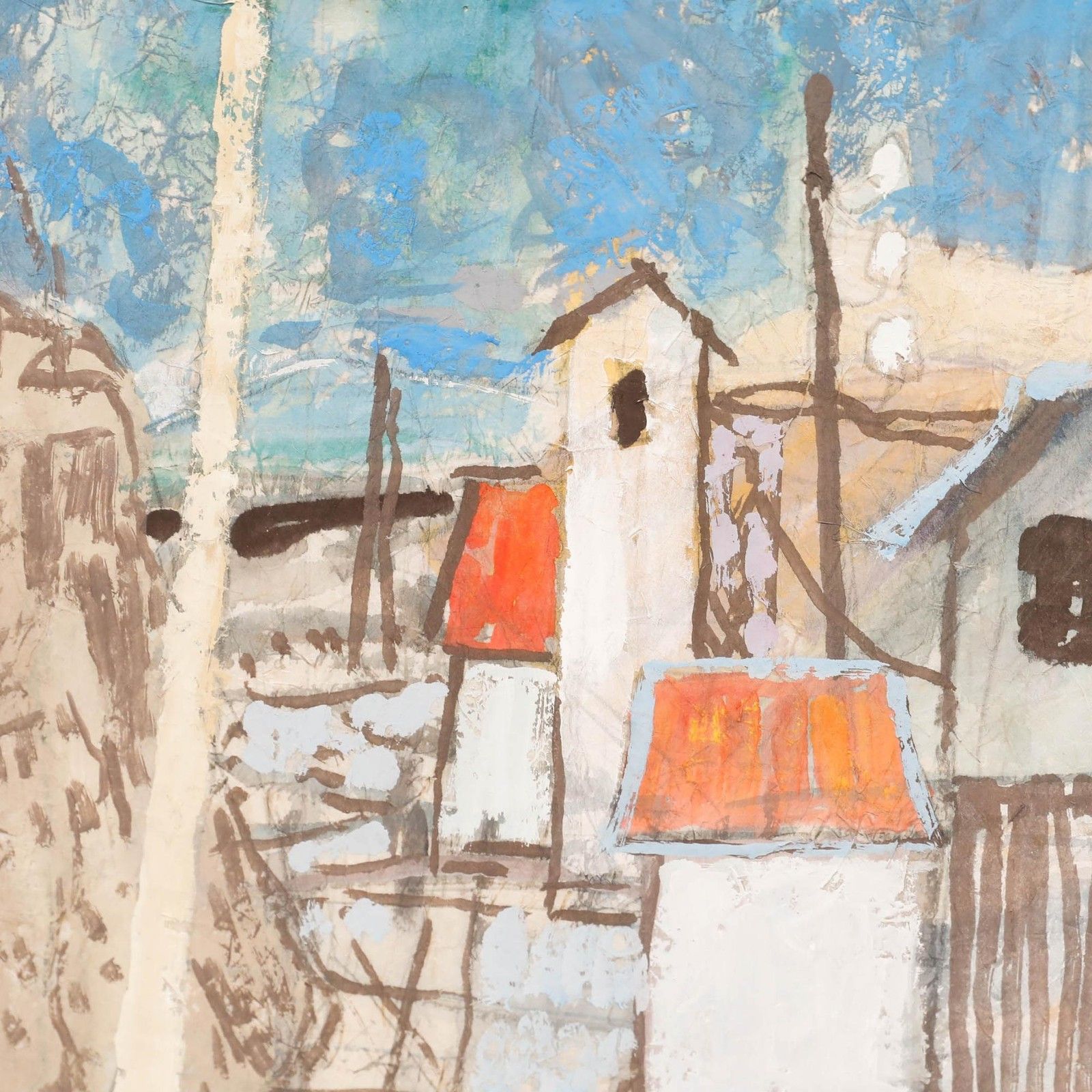 Fritz Brunner (1908 1996) Framed 1974 Gouache, Urban Street Scene photo Art