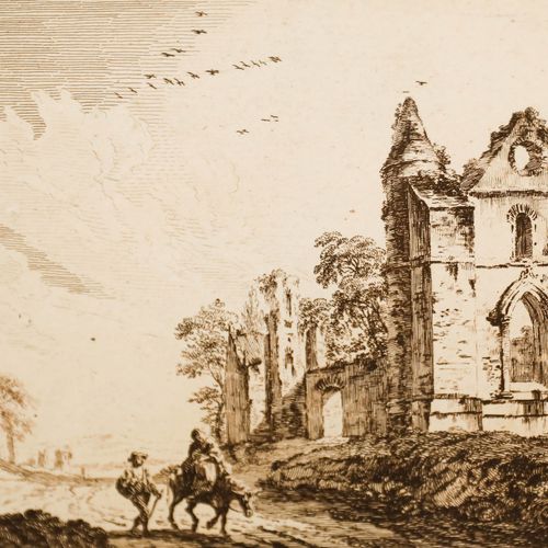 Paul Sandby (1730 1809) Early 19th Century Etching, By The Ruined Church photo Art