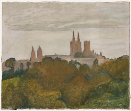 Cecile Hertz Eyrolles (1875 1974) Mid 20th Century Oil, View Of The Cathedral