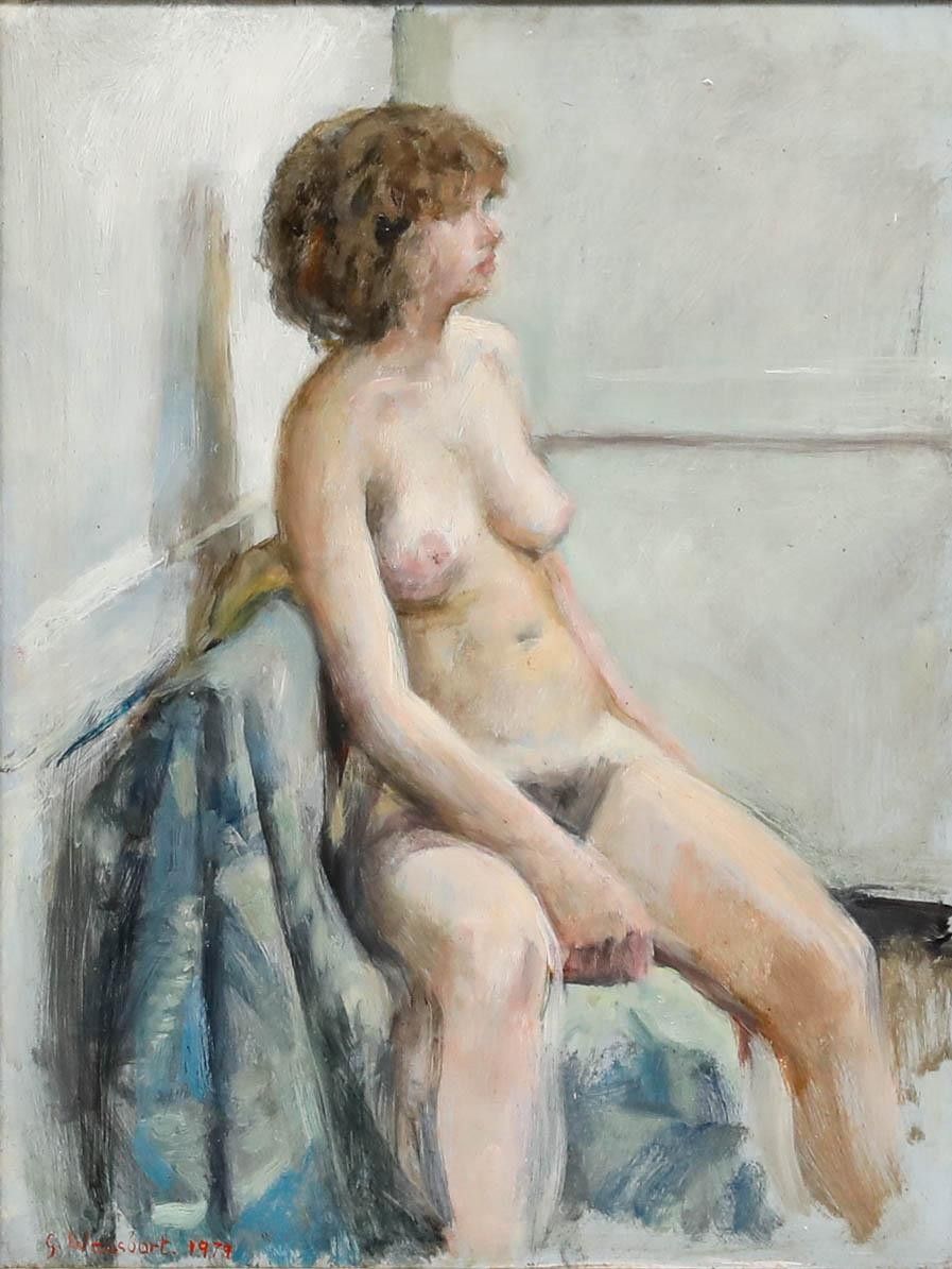 George Weissbort (1928 2013) Framed 20th Century Oil, Nude In The Studio photo furniture