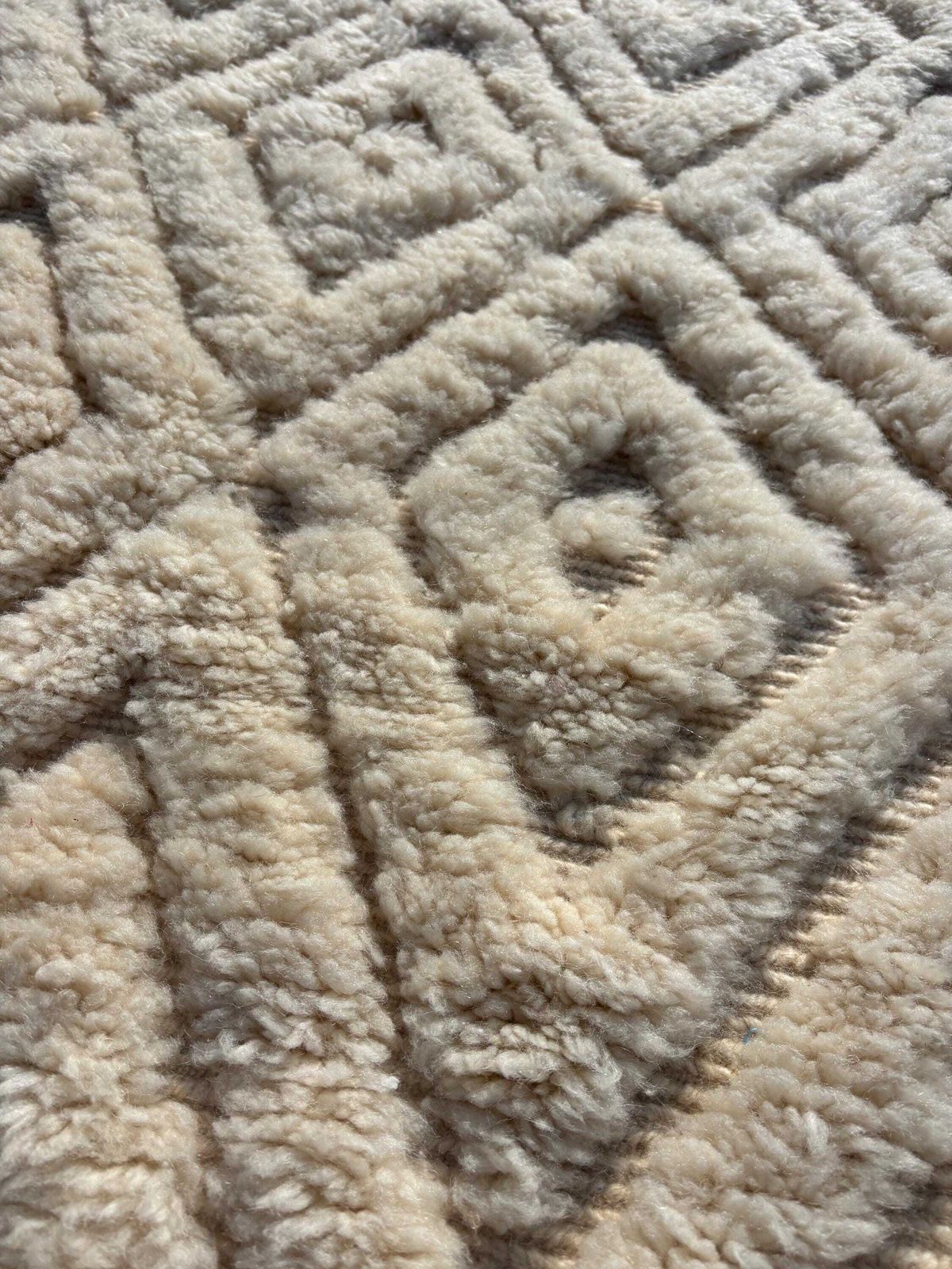Moroccan White Runner Beni Ourain Rug 90x370 Cm, Living Room Runner Rug, White Moroccan Wool Rug, Berber Wool Rug, Modern Area Rug. photo 661.0