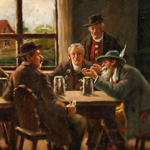 Bruno Blätter Framed 19th Century Oil, A Tankard With Friends photo Art