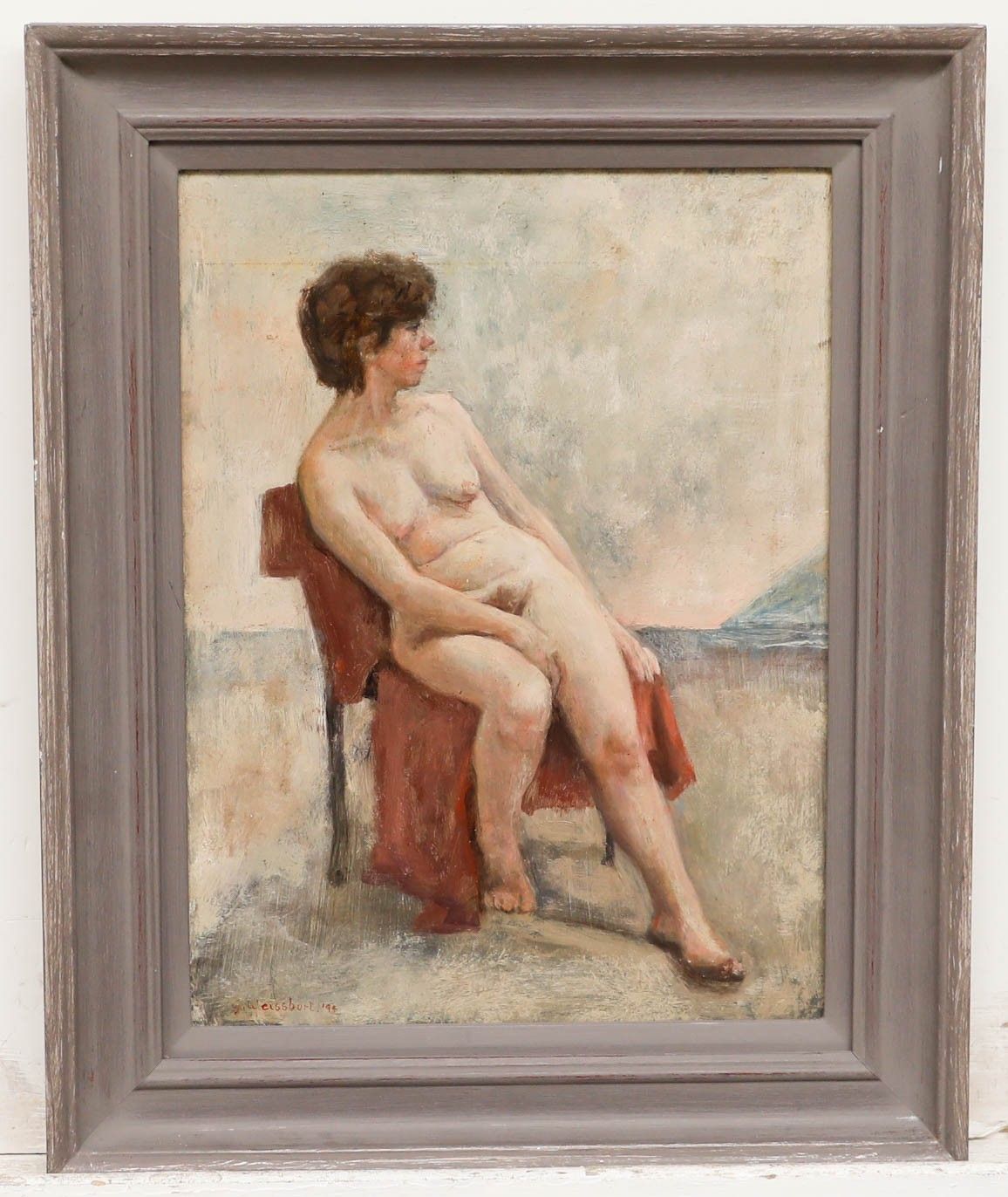 George Weissbort (1928 2013) Framed 20th Century Oil, Nude On Red Towel