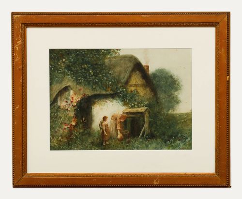 Frederick Hines (Fl.1875 1928) Framed Watercolour, The Cottage Well