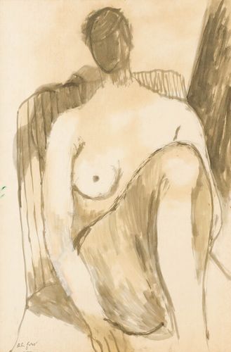 Anton Gold (1914 1970) Mid 20th Century Gouache, Seated Nude I photo furniture