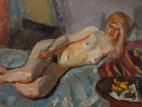 Bertrand Py (1895 1973) Mid 20th Century Oil, Dimanche Paresseux photo furniture