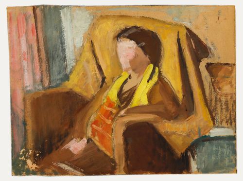 Cecile Hertz Eyrolles (1875 1974) Mid 20th Century Oil, Armchair Pose photo furniture