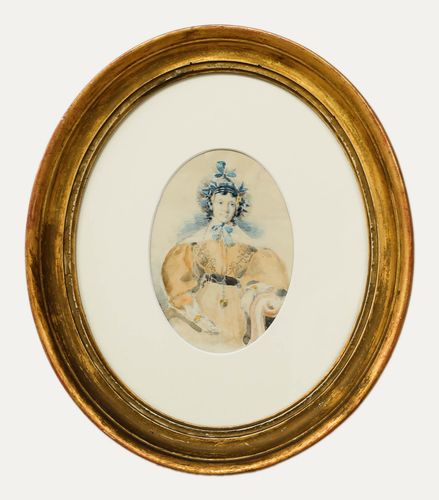 Framed Early 19th Century Watercolour Portrait Of Mrs Duvall