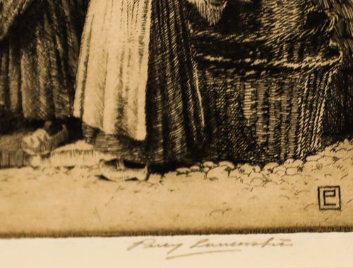 Percy Lancaster (1878 1951) Framed Etching, Gossip At The Grocers photo vinterior