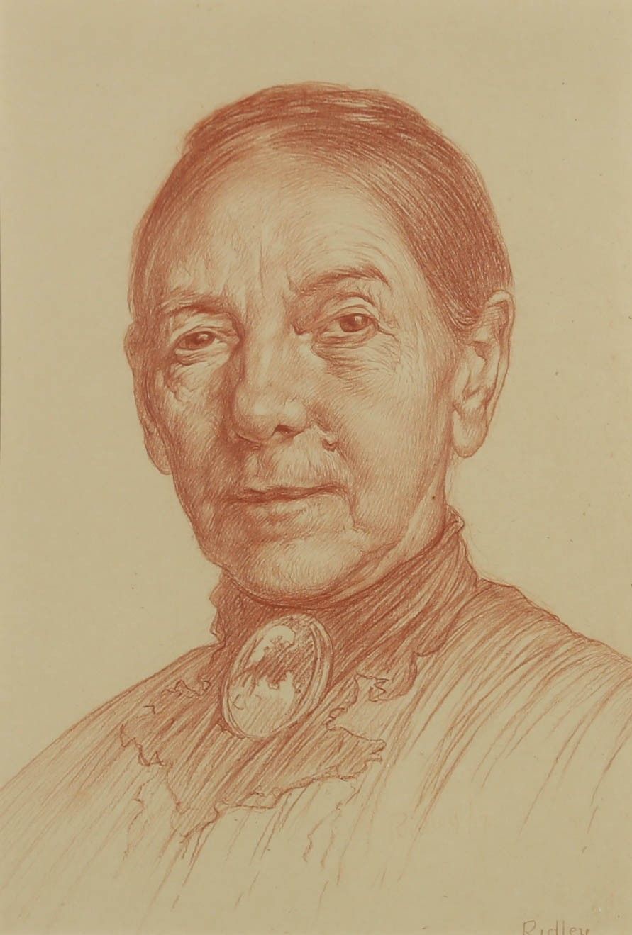 Edward Ridley (1883 1946) 1917 Sanguine, Edwardian Portrait photo furniture
