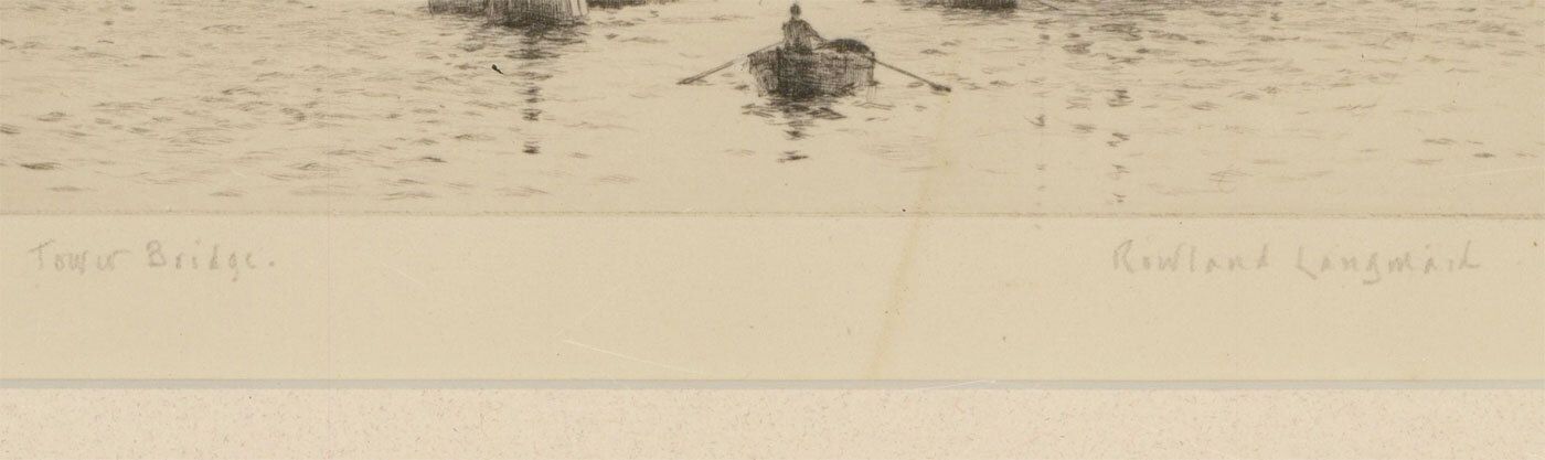 Rowland Langmaid Ra (1897 1956) Signed & Framed Original Etching, Tower Bridge photo Art