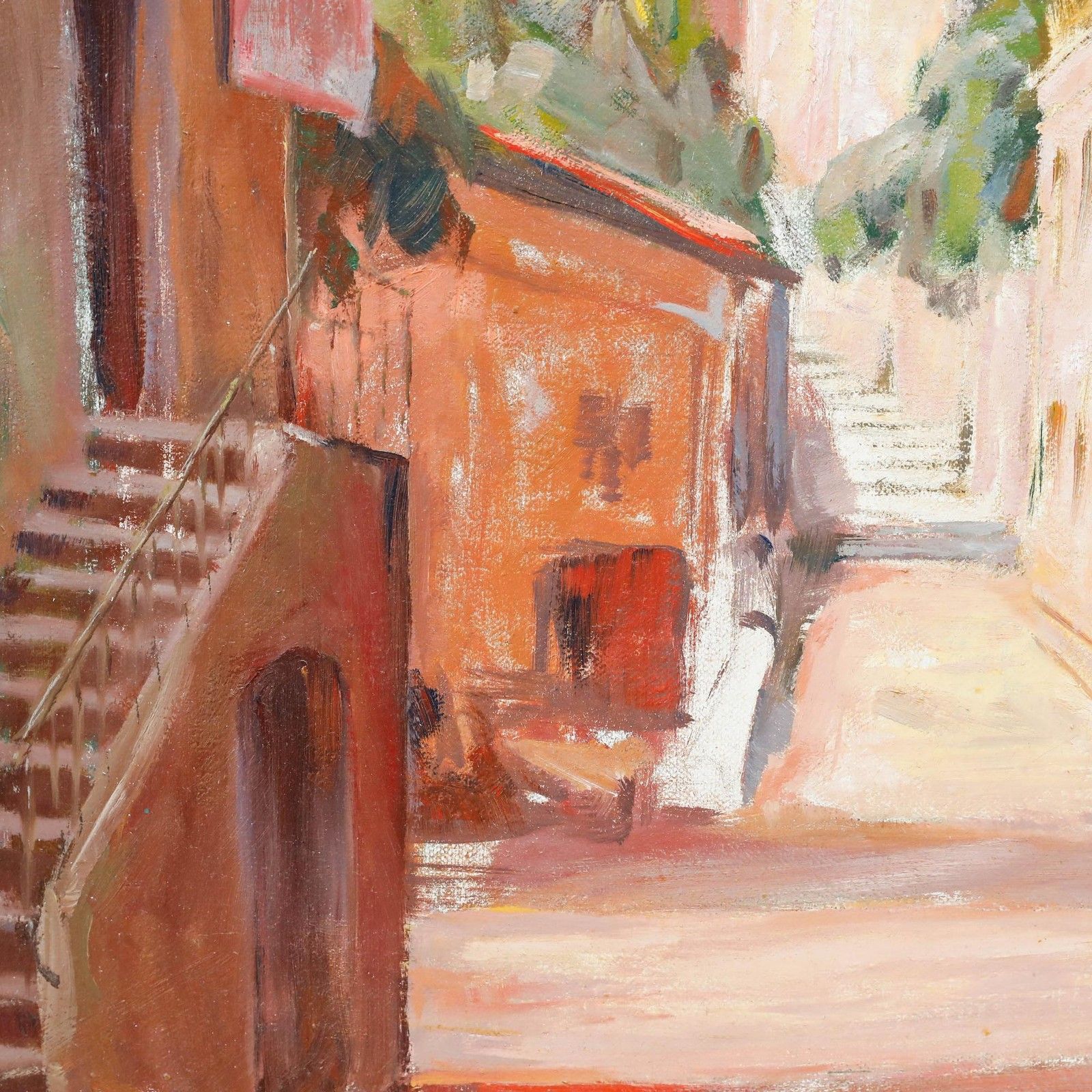 Karl Schwarz Framed 20th Century Oil, Street Scene In Southern Tuscany photo Art