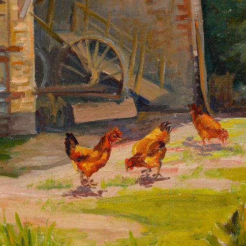 J. Webster  20th Century Oil, Chickens By The Pond photo 205.0