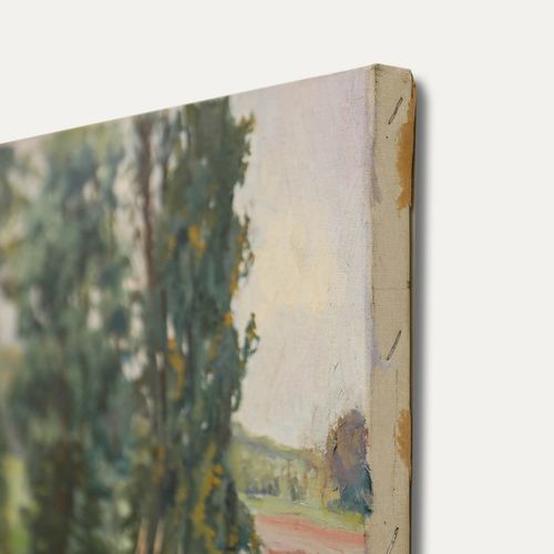 J. Webster  20th Century Oil, Chickens By The Pond photo vinterior