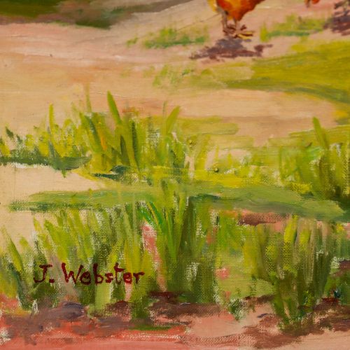 J. Webster  20th Century Oil, Chickens By The Pond photo buy