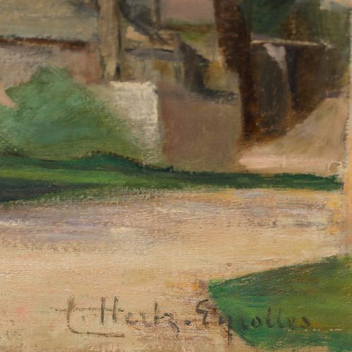 Cecile Hertz Eyrolles (1875 1974) Mid 20th Century Oil, By The Church photo vinterior