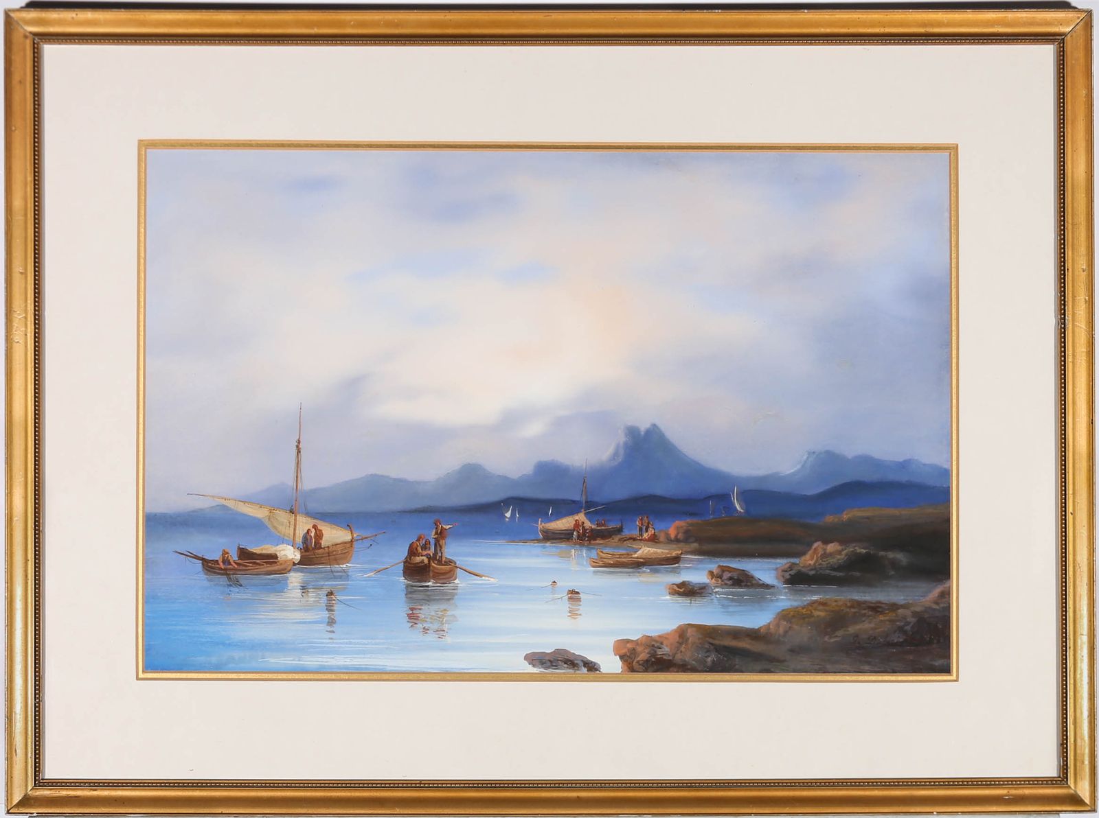 Italian School Early 20th Century Gouache Rocky Inlet photo for sale