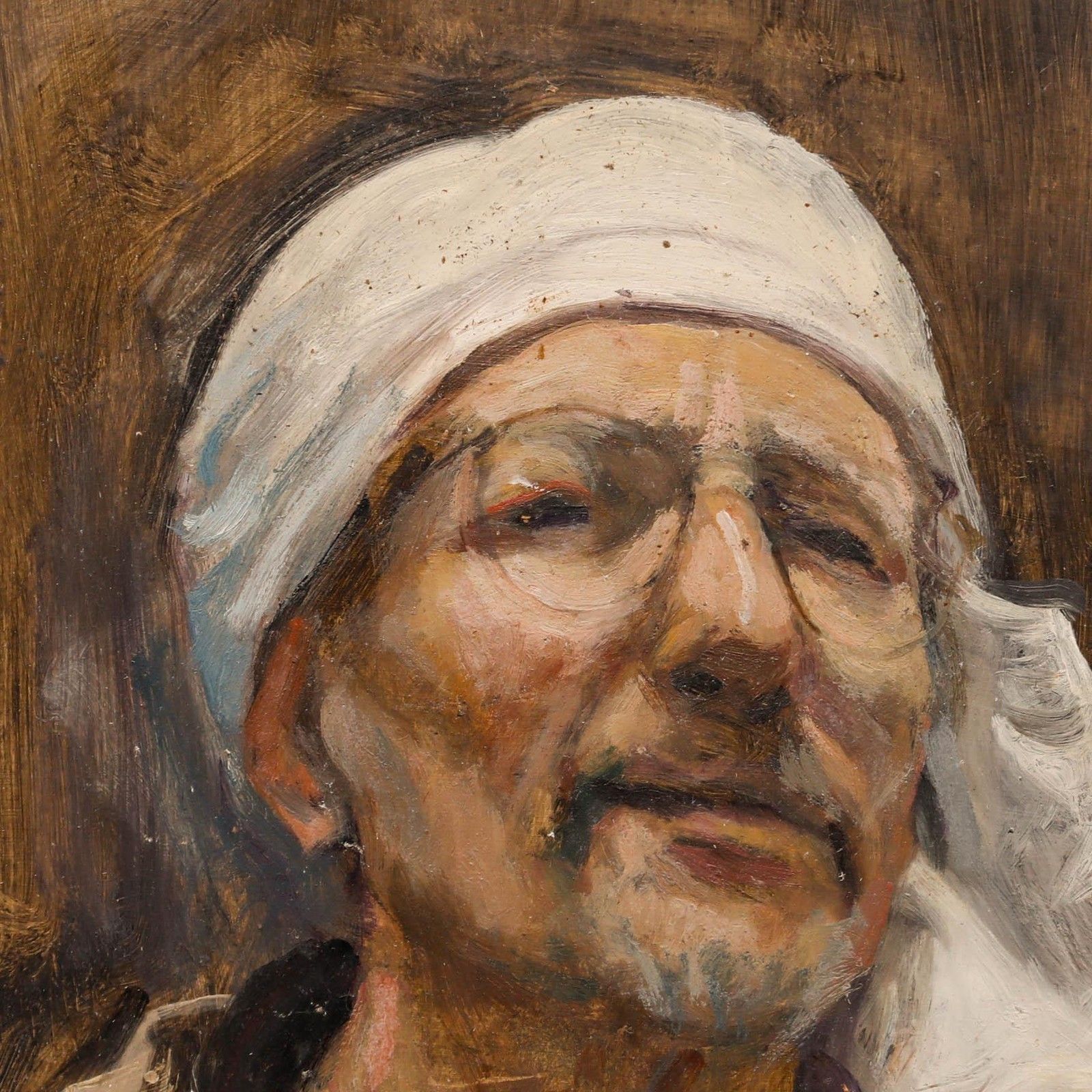 George Weissbort (1928 2013) 20th Century Oil, Weissbort In A White Headscarf photo Art