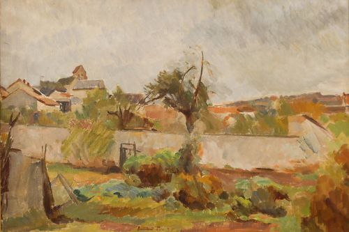 Bertrand Py (1895 1973) Framed Oil, Looking Towards The Village Bell Tower photo furniture