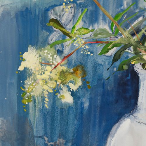 Nola Armstrong 20th Century Mixed Media, Vase With Meadowsweet photo Art