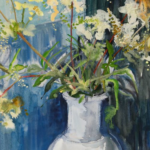 Nola Armstrong 20th Century Mixed Media, Vase With Meadowsweet photo 218.0