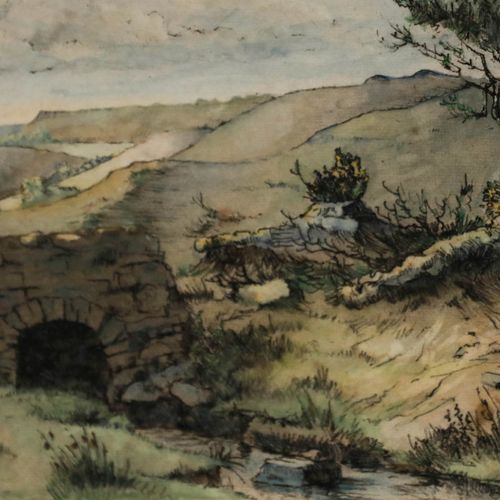 Walter Lishman (1900 1986) Mid 20th Century Aquatint, Yorkshire Moors photo Art