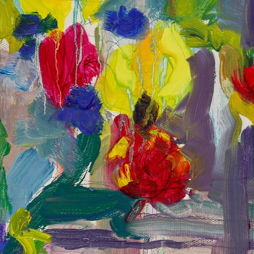 Annelise Firth (B.1961) Contemporary Oil, A Vase Of Garden Flowers photo Art