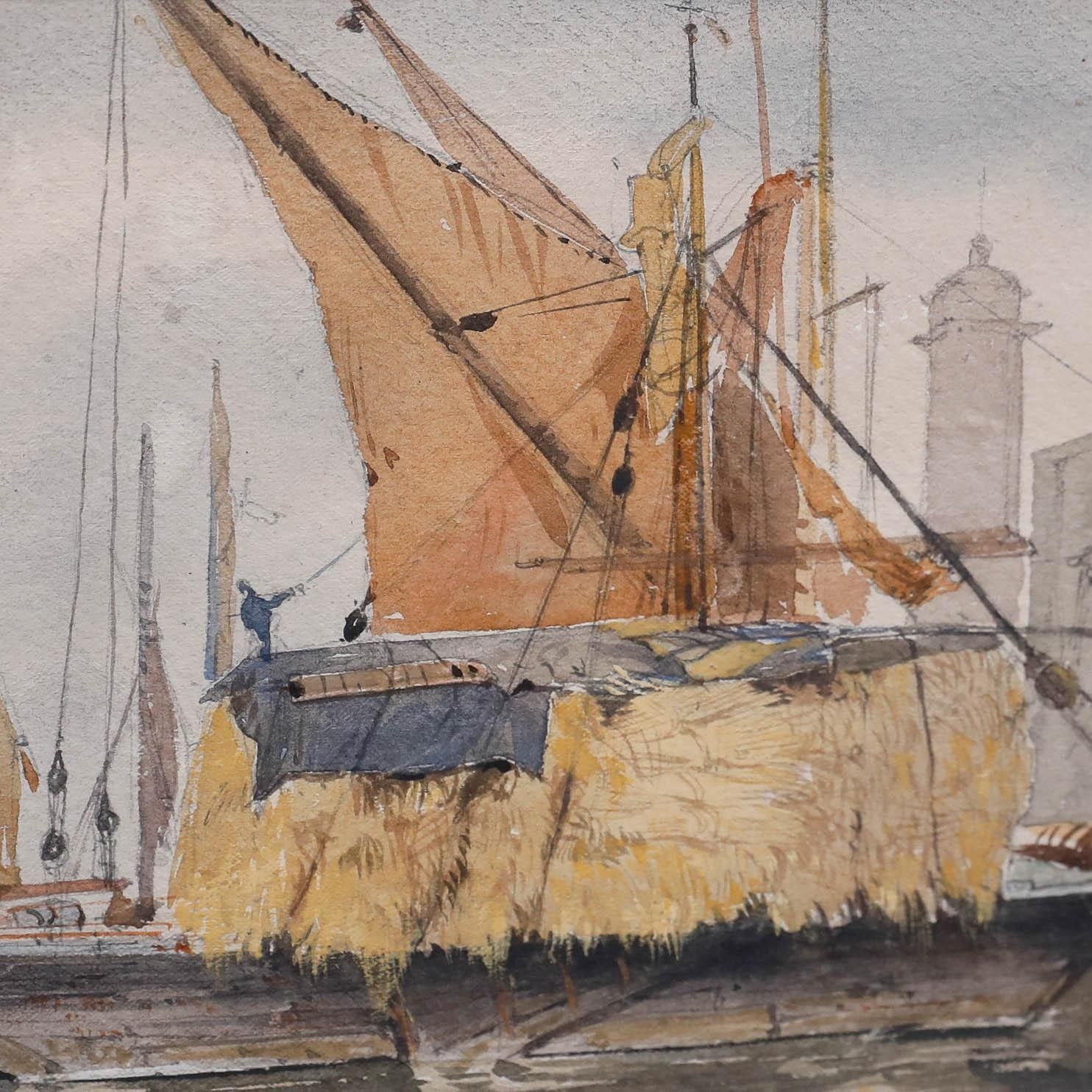 Herbert Menzies Marshall (1841 1913) 1871 Watercolour, The Quay photo Art