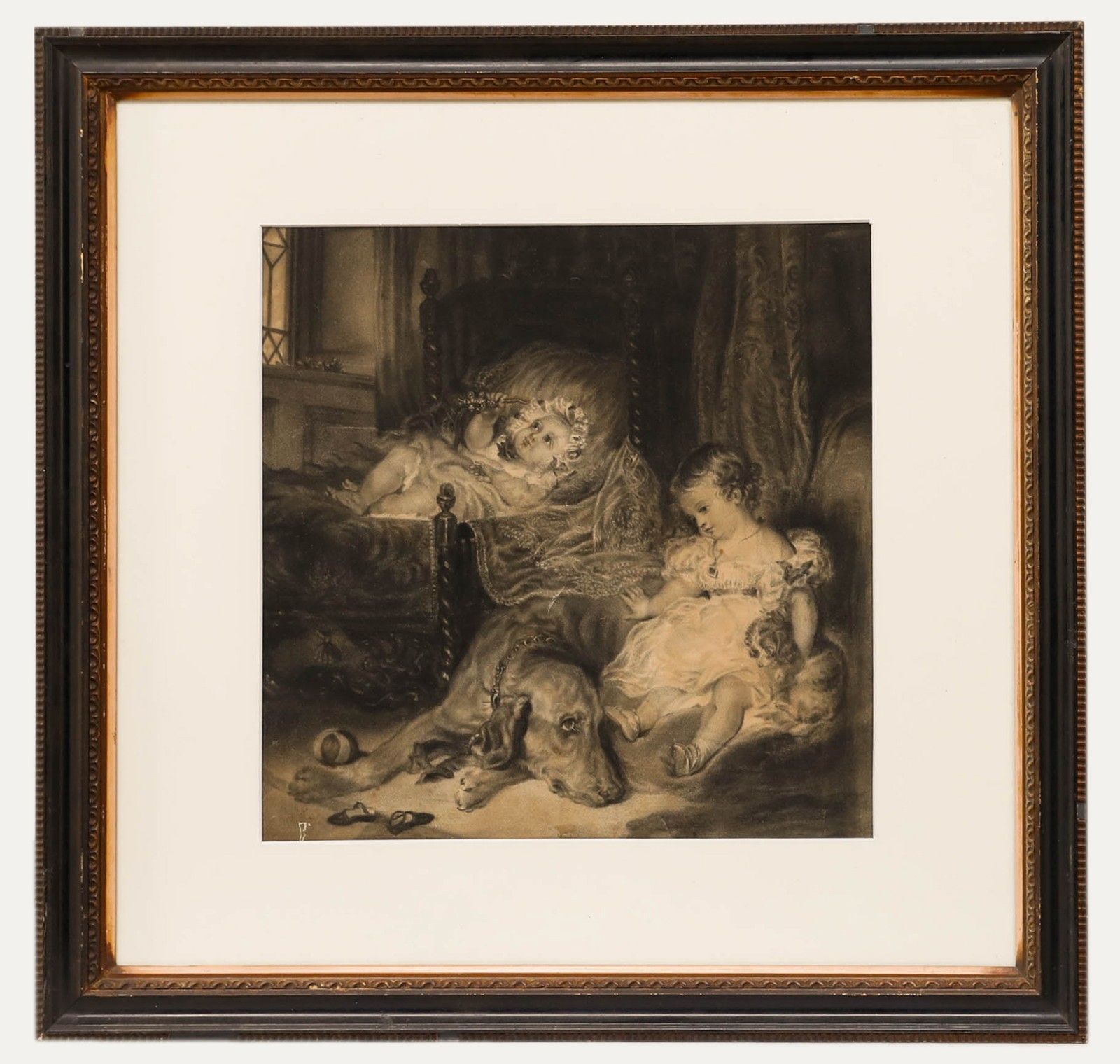 Miss Greenway 19th Century Charcoal Drawing, Portraits Of A Friend's Children