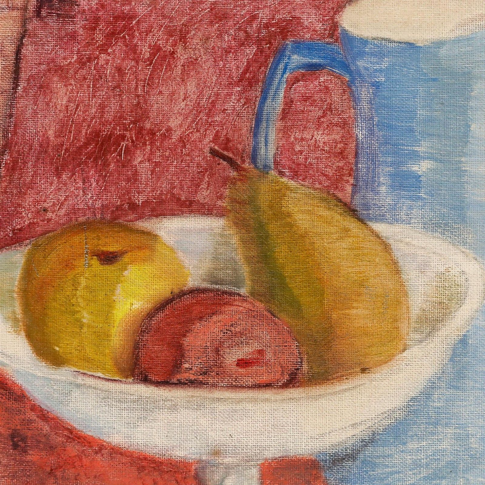 Joan Kisby 20th Century Oil, Fruit Bowl And Blue Tea Pot photo Art