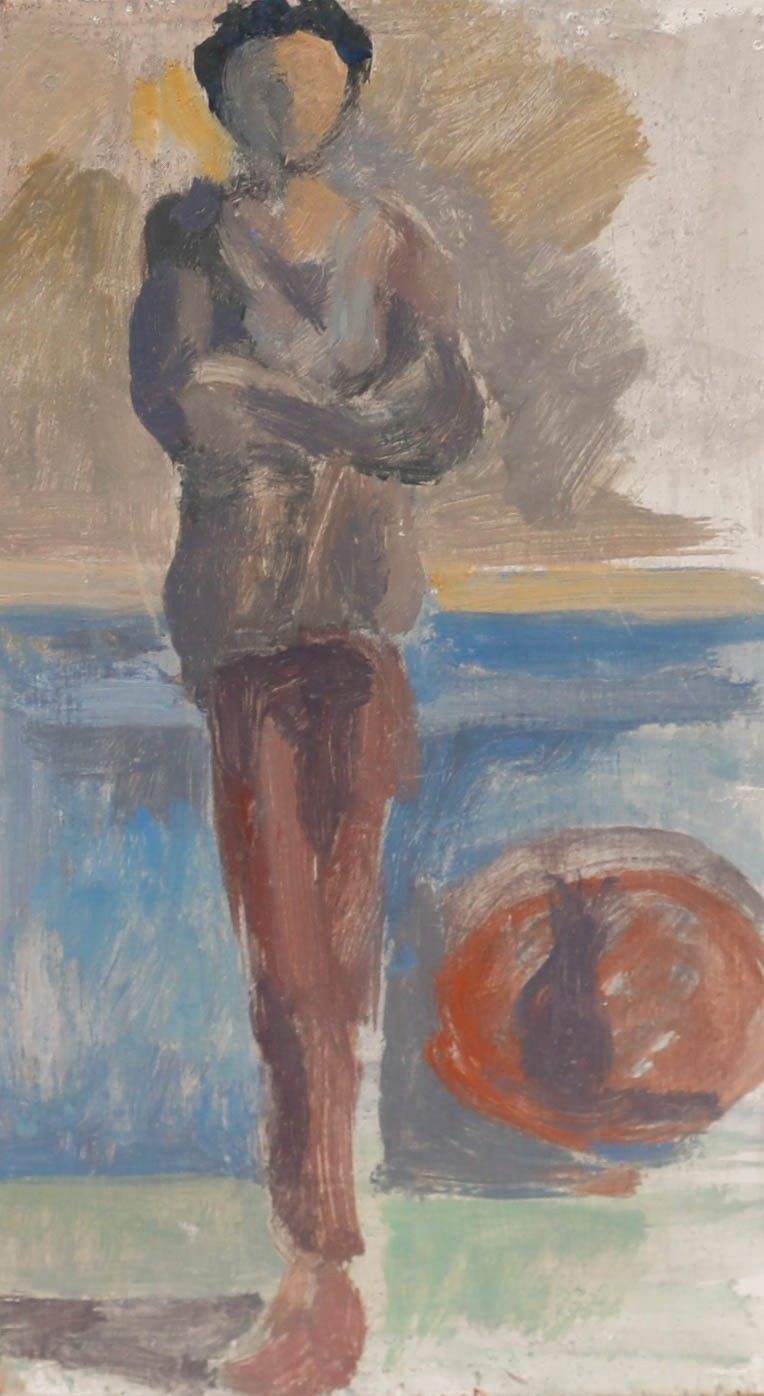 Bernadette Kelly (B.1933) Mid 20th Century Oil, Man In A Beret photo Art