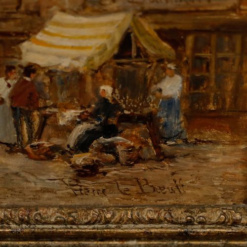 Pierre Le Boeuff (Fl. 1899 1920) Framed Oil, A Busy Street In Ghent photo buy