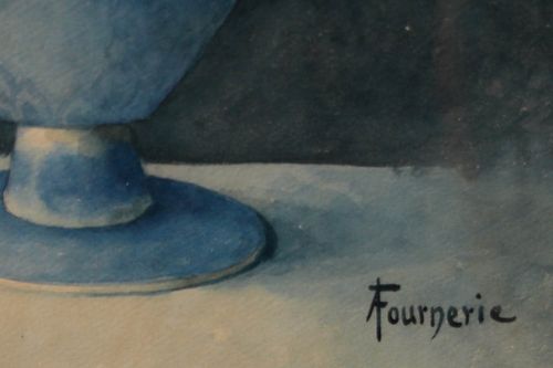 A. Fournerie Framed Early 20th Century Watercolour, Still Life Of Roses photo vinterior
