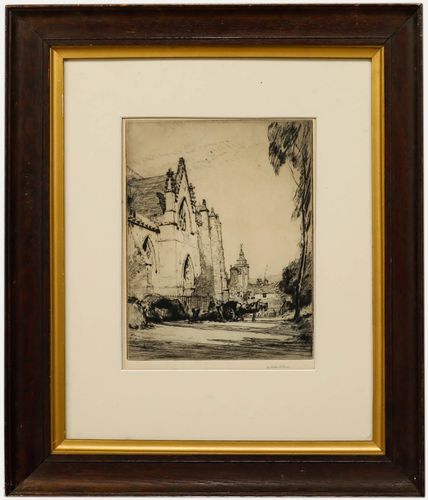 Malcolm Osborne (1880 1963)  Etching, Work In The Church Yard