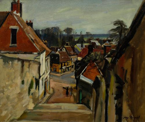 Georges Pacouil (1903 1996) Mid 20th Century Oil, Chaumont En Vexin photo furniture