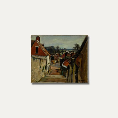 Georges Pacouil (1903 1996) Mid 20th Century Oil, Chaumont En Vexin photo vintage