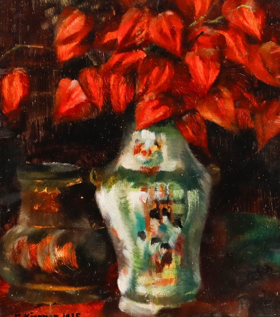 Esther Kjerner (1873 1952) Framed 1935 Oil, Still Life Of Chinese Lanterns photo furniture