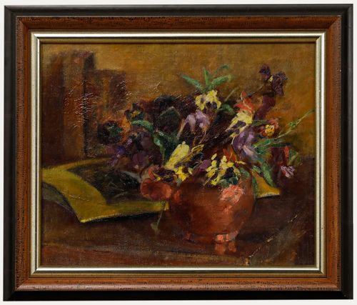 Cecile Hertz Eyrolles (1875 1974) Framed Oil, Still Life Of Violas