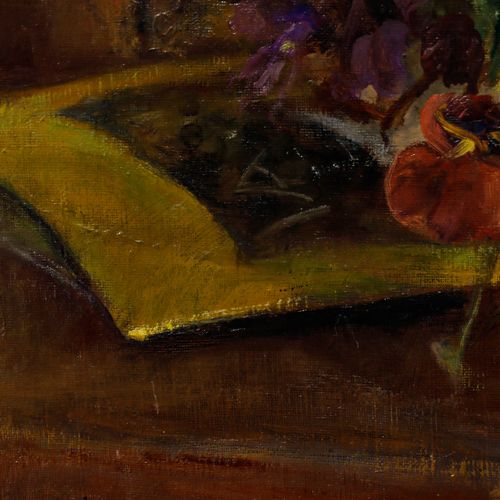 Cecile Hertz Eyrolles (1875 1974) Framed Oil, Still Life Of Violas photo buy