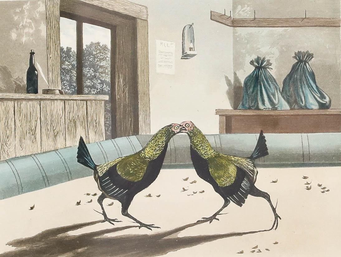 After Newton Fielding (1799 1856) Framed 1853 Etching, Fight photo furniture