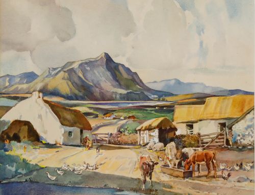 Frederick G. Meekley (1896 1951)  Watercolour, Crofters Cottage In The Highlands photo furniture