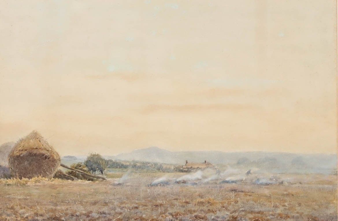 R. Hamilton Chapman (Act.1881 1923) Watercolour, Stubble Burning 86 photo furniture