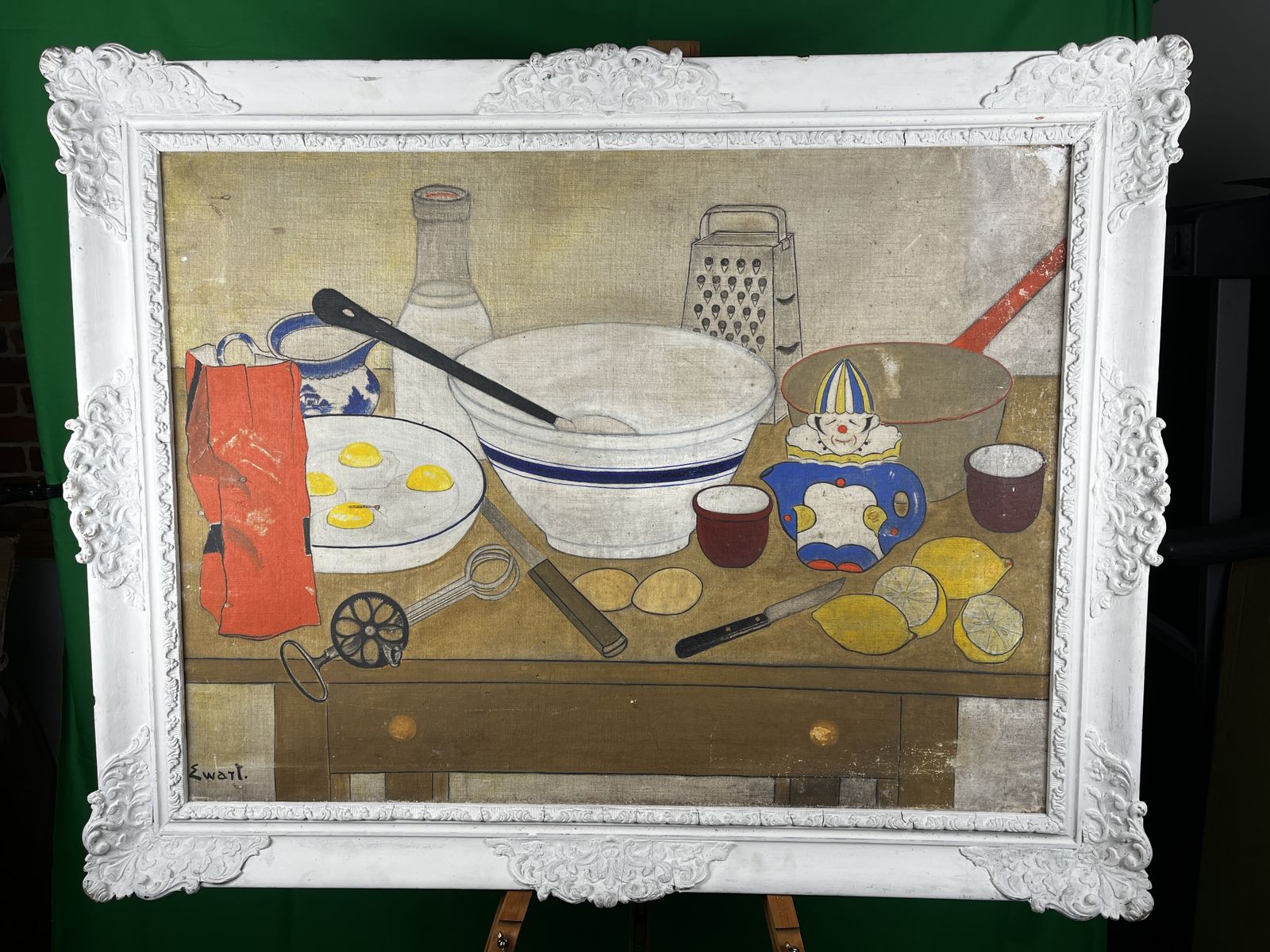 Mid Century Kitchen Still Life In Oil – Signed By David Shanks Ewart (1901–1965) photo Art