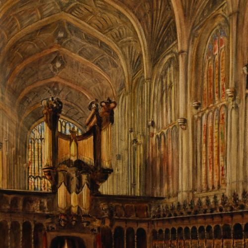 A. Howard Humphreys Early 20th Century Watercolour, King's College Chapel photo Art
