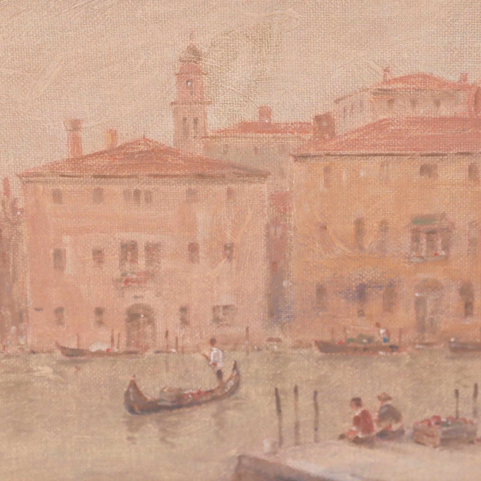 John Weston Gough (1929 2019) Framed 20th Century Oil, Pink Sunset, Venice photo Art