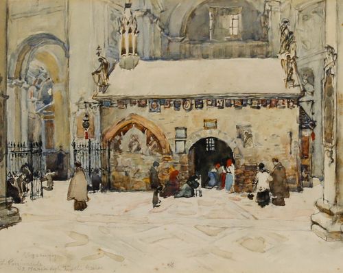 Robert Charles Goff (1837 1922) Framed 1907 Watercolour, La Porziuncola photo furniture